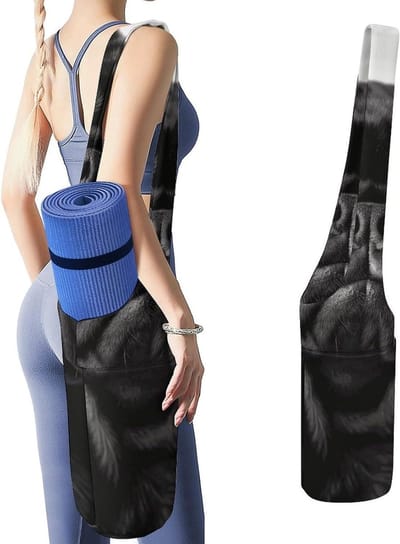 Leuke Zwarte Pug Hond Yoga Mat Tas Multifunctionele Yoga Mat Carrier Lange Tote Yoga Mat Houder Tas Gym Opbergtas