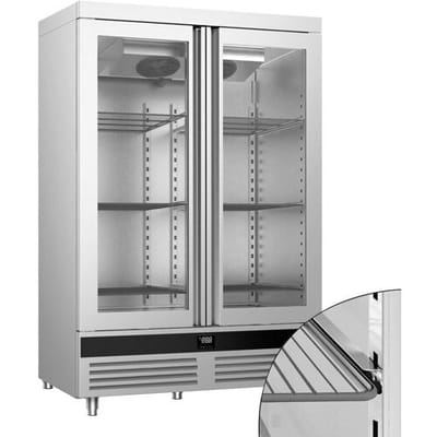 GGM Gastro Kühlschrank Edelstahl PREMIUM - GN 2/1 - 1400 Liter - mit 2 Glastüren