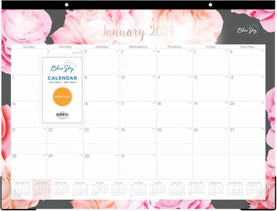 Bureaukalender 2024 - Maandplanner - Afspraken Plannen - Gelinieerde Blokken - 22 x 17 inch - Bloemen