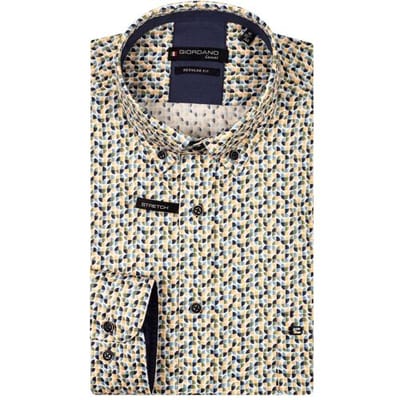 Giordano Overhemd Ivy Vintage Abstract Graphic Pattern Apple Green-Multi / male
