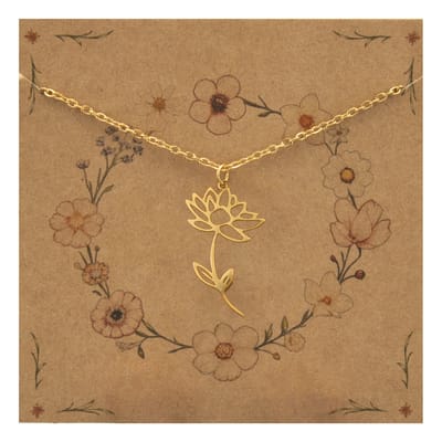 Bixorp Geboortebloem Ketting Juli / Waterlelie - Goudkleurig Roestvrij Staal - Bloem Cadeau voor Dames & Meisjes