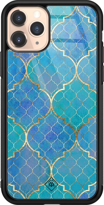 Casimoda® hoesje - Geschikt voor iPhone 11 Pro - Geometrisch Blauw - Luxe Hard Case Zwart - Backcover telefoonhoesje - Blauw