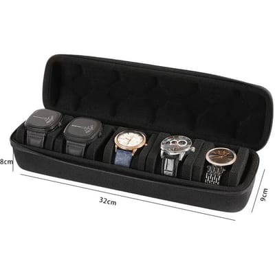 Boîte de rangement pour montres, étui de voyage pour montres, présentoir portable pour montres-bracelets et montres connectées black