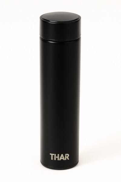 THAR Slimme Thermosfles 500ml – LCD Display & Dubbelwandig - Zwart