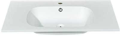 Vente-unique Inbouwwastafel in hars met steenlook - Wit - L80 x B46 cm - OKIWA