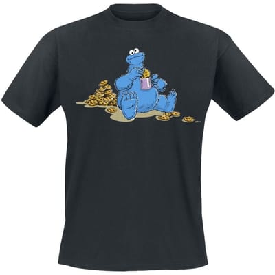 Sesame Street T-shirt - Cookie Monster - Cookie Time - M - voor Mannen - zwart