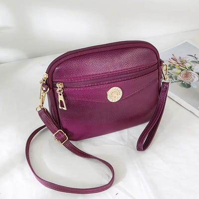 Zachte Leren Crossbody Kleine Tas, Dames Tas met Grote Capaciteit voor Middelbare Leeftijd, Modieuze Handtas voor Mama's, Winkel- en Mobiele Telefoontas paars