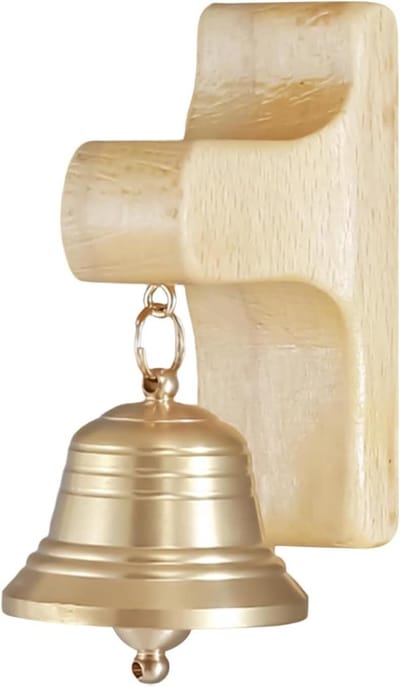 Decoratieve Deurbel - Winkelbel Hout - Bezoekers Melder - Magnetische Montage - 8.8 x 5.6 cm - Houtkleur
