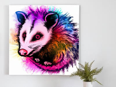 Happy oppossum chaos | Happy Oppossum Chaos | Kunst - 40x40 centimeter op Canvas | Foto op Canvas