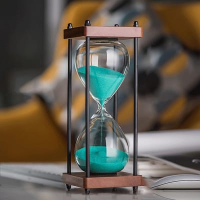 Zandloper Timer - Grote Zandloper - Keuken Gebruik - Massief Hout - 15 Minuten - Groen Zand