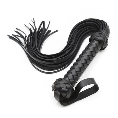 Smart Moves - Flogger - Gevlochten Handvat - PU Leer - 49 cm - Zwart