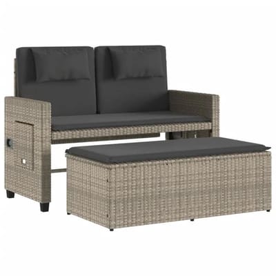 Tuinbank – Tuinbankjes weerbestendig - Tuinbanken - Loungebank - Balkon Set - Buitenbank - Lichtgrijs - 2 personen - Staal