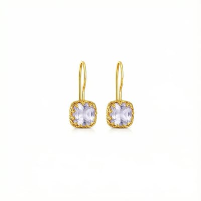 Petit Comité - Oorhangers Elodie - Amethist - 925 sterling zilver - 14k gold plated