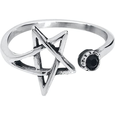 etNox - Gothic Ring - Pentagramm - voor Vrouwen - zilverkleurig