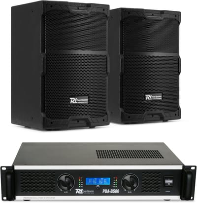 Power Dynamics PDY210 Passieve speakerset met versterker - Ideaal voor horeca - 10 inch - 800W