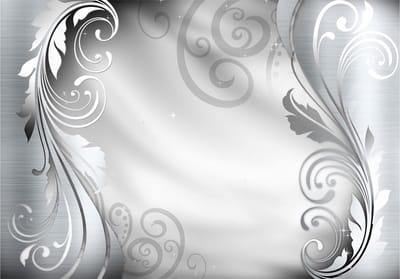 Fotobehangkoning - Behang - Vliesbehang - Fotobehang Zilveren Ornament - Luxe - Silver ornament - 400 x 280 cm