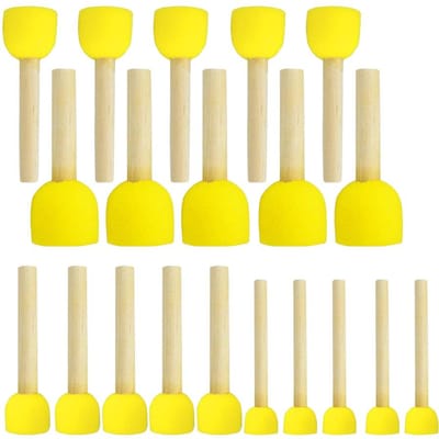 20Pcs Pinceaux Éponges Jaunes pour Graffiti, Peinture et Projets Artistiques - Têtes Rondes Champignon