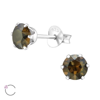 Amanto Oorbellen Elka Bronze - 925 Zilver E-Coating - Swarovski - ∅5mm