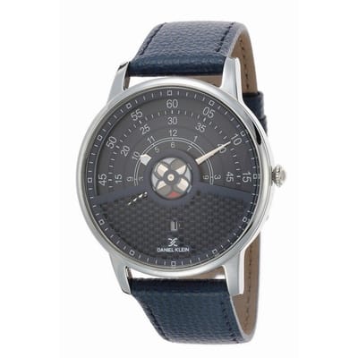 Daniel Klein DK.1.12444-3 - Horloge - Analoog - Mannen - Heren - leren band - Blauw - Zilverkleurig
