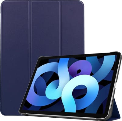 Hoesje - Geschikt voor Apple iPad Air 4 (2020) - 10.9 inch - 4e Generatie - Dun & Stevig - Hardcover Book Case - Trifold Bookcase Hoes - Hard Cover - Tablethoes - Donkerblauw