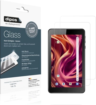 dipos – 2x Pantserfolie geschikt voor Logicom Tab 76 | 9H Screenprotector