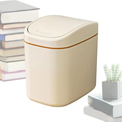 Tafelprullenbak - Bureau afvalbak - Kantoor opruimen - Met deksel - 16x112x165 cm - Crèmekleurig