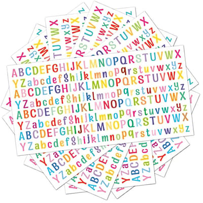40 Stuks Alfabet Sticker vellen - Gekleurde Letters & Hoofdletters - Letter Stickers Alfabet in Kleur - Plakletters voor Kinderen en Volwassen -LOUZIR