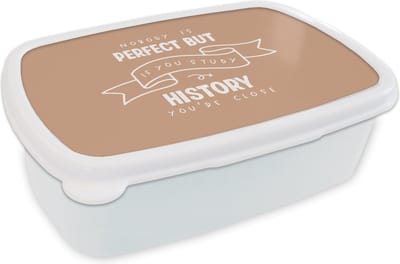 Broodtrommel Wit - Lunchbox - Brooddoos - Quotes - History - Geschiedenis - Studenten - 18x12x6 cm - Volwassenen