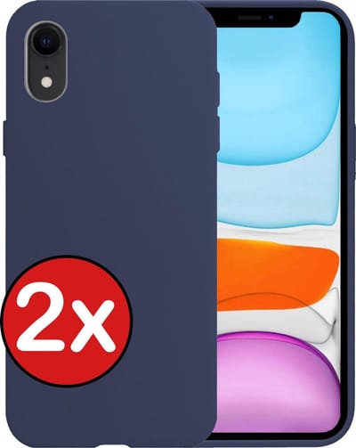 Hoesje - 2 Stuks - Geschikt voor Apple iPhone XR - Sterk & Shockproof - Telefoonhoes - Back Cover - Case Siliconen - Telefoon Hoes - Donkerblauw