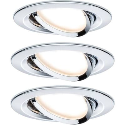 LED-inbouwlamp Nova Coin Set van 3 zwenkbaar rond 84 mm 50° Coin 3x6W 3x470lm 230V 2700K Chroom