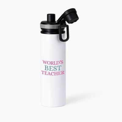 Hacebo® - World's best teacher waterfles met draaidop grijs - Juf - beste juf - school - verjaardagscadeau - afscheidscadeau - kado - water fles - 850ML