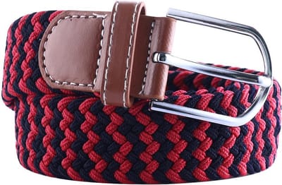 Scoby - Elastische Geweven Riem - Gevlochten Riem - Stretch Belt - Rekbaar - Zwart/Rood