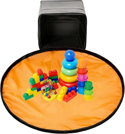 Opbergorganizer Kinderen - Speelgoedkist Speelmat - Speelgoed Opbergen - Inclusief Speelmat - 38 Liter - Grijs