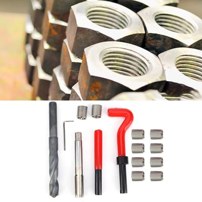 Dailygoods- Draadinzetstukken 15 Stuks M14x1.5 - Roestvrij Staal - Reparatieset - Schroefdraadreparatiesets - Inclusief Boor/Schroeftap - Accessoires voor Auto - Schroefdraadreparatie