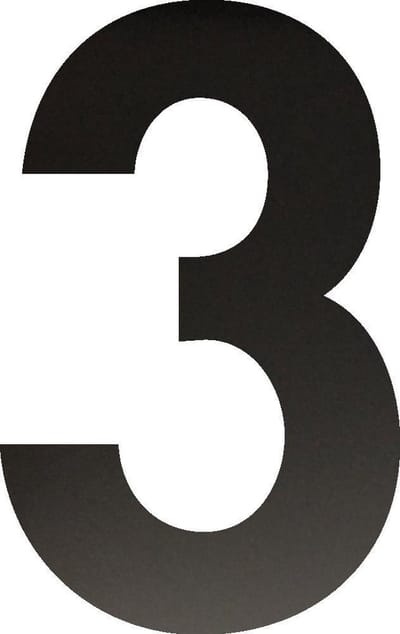 Huisnummer 15 cm - Nummer 3 - Mat Zwart RVS