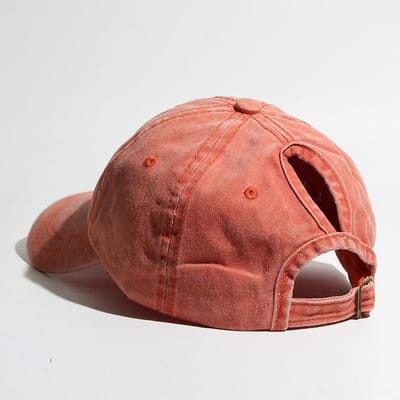 Casquette de baseball queue de cheval ajourée pour femmes Chapeaux lavables Denim Chasse Chapeau de soleil Coton Sports de plein air Simple Vintag Visière Casquette décontractée orange