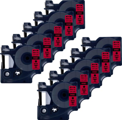 DULA Dymo D1 45807 - S0720870 - Compatible label tape - 10 lettertapes - Zwart op rood - 19mm x 7m