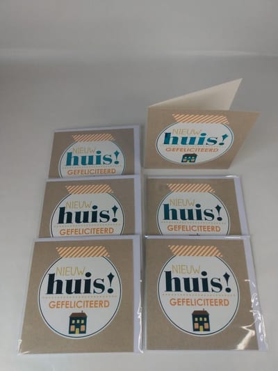 Luxe wenskaarten - 6 stuks - Nieuwe woning - Nieuw Huis- Verhuizen - 10,8 x 10,8 cm - inclusief enveloppen -