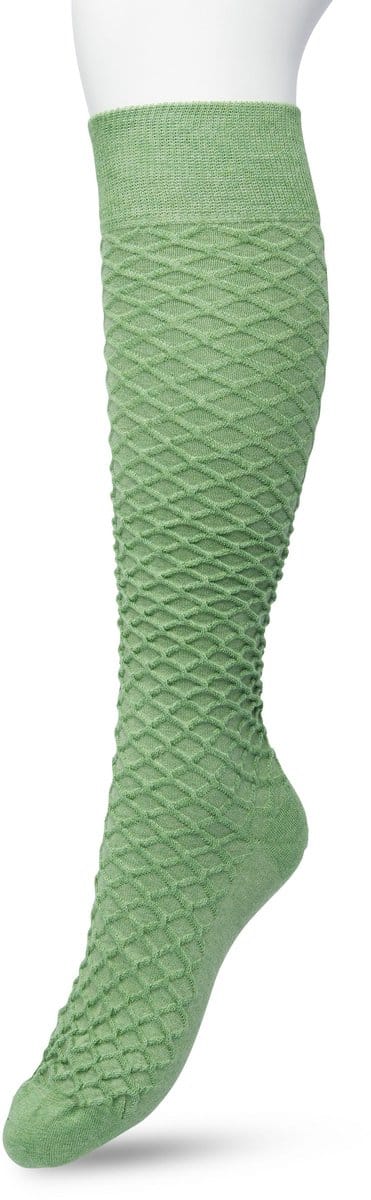 Bonnie Doon Bio Kabel Kniekousen Dames Licht Groen maat 36/42 - Kabel patroon in Ruit Vorm - Biologisch Katoen - Uitstekend comfort - Cable Knee High - OEKO-TEX - Gladde Naden - Duurzaam Huidvriendelijk Bio Katoen - Loden Frost Melee - BP211506.274