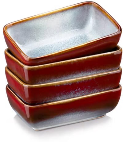 Nobilia Rechthoekige bakken - 4 delig - 4.5 inch - Rood - Dinerborden - Bordenset - Diepe borden - Ontbijtborden - Servies - Keukenservies