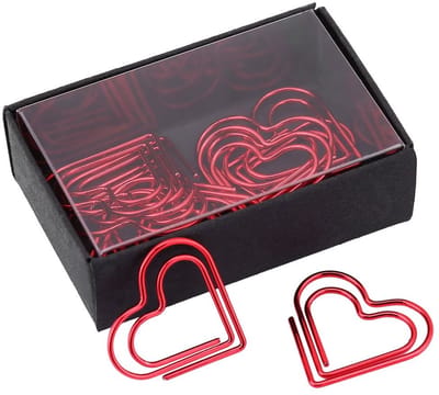 Dailygoods- Paperclips Hartvorm - 12 Stuks - Decoratieve Paperclips - Kantoorbenodigdheden - Roestvrij Staal - Ideaal voor Organiseren