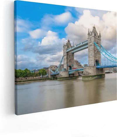 Artaza Canvas Schilderij Londen - 50x40 cm - Wanddecoratie Tower Bridge - Muurdecoratie Stad - Kamer Accessoires