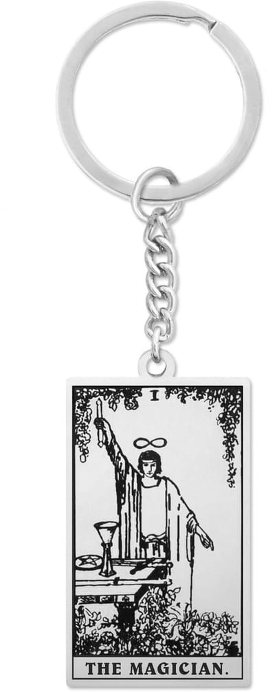 Tarot Sleutelhanger I: De Magiër / The Magician - Zilverkleurig Stainless Steel - Grote Arcana uit Rider-Waite Geïnspireerd - Pax Amare