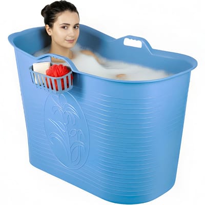 Bath Bucket® - Blauw - 185L - Mobiele Badkuip - Zitbad - Ligbad - IJsbad - Ice Bath - Incl. Slurfje en Kraantje