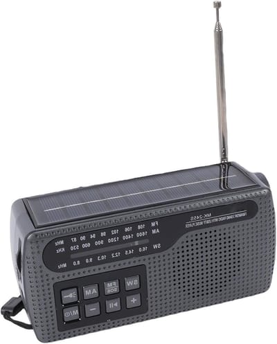 Draagbare Radio - AM FM Radio - Noodsituaties Luisteren - Zonne-energie Handslinger - 17.5 cm - Zwart