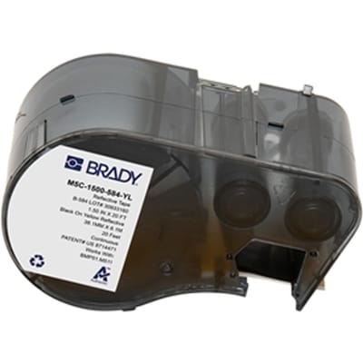 Brady M5C-1500-584-YL plastic labels zwart op geel | 38,1 mm x 6,1 m (origineel)