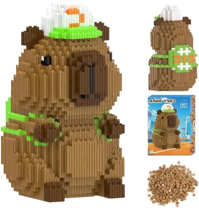 Capybara bouwstenen - Mini bouwblokken - Creatief bouwen - Gedetailleerd ontwerp - 3407 onderdelen - Bruin
