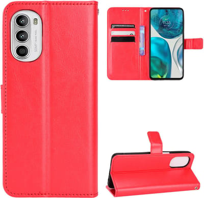 LuxeBass Hoesje geschikt voor Motorola Moto G82 5G - Boekhoesje - Rood - Portemonneehoesje gsm hoesje - telefoonhoes - telefoonhoesjes