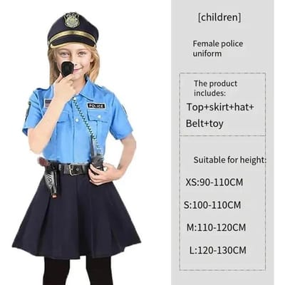 Uniforme de police d'Halloween pour la fête des filles, costume de feu, uniforme de travail de pilote et de médecin S noir