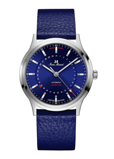 Jean Marcel Stealth - horloge - blauw - leder band blauw - 41 mm